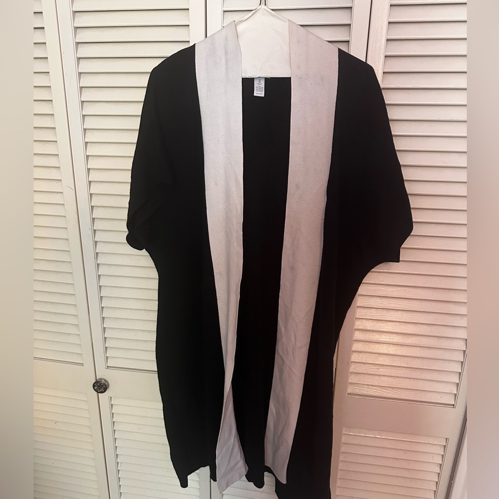 Black and White Open Front Cardigan CHICOS